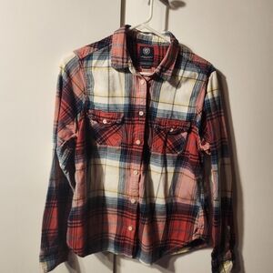 American Eagle Outfitters Multicolor Plaid Button-Down Shirt 100% Cotton